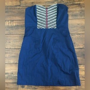 Urban Outfitters Buttons Embroidered Strapless Dress